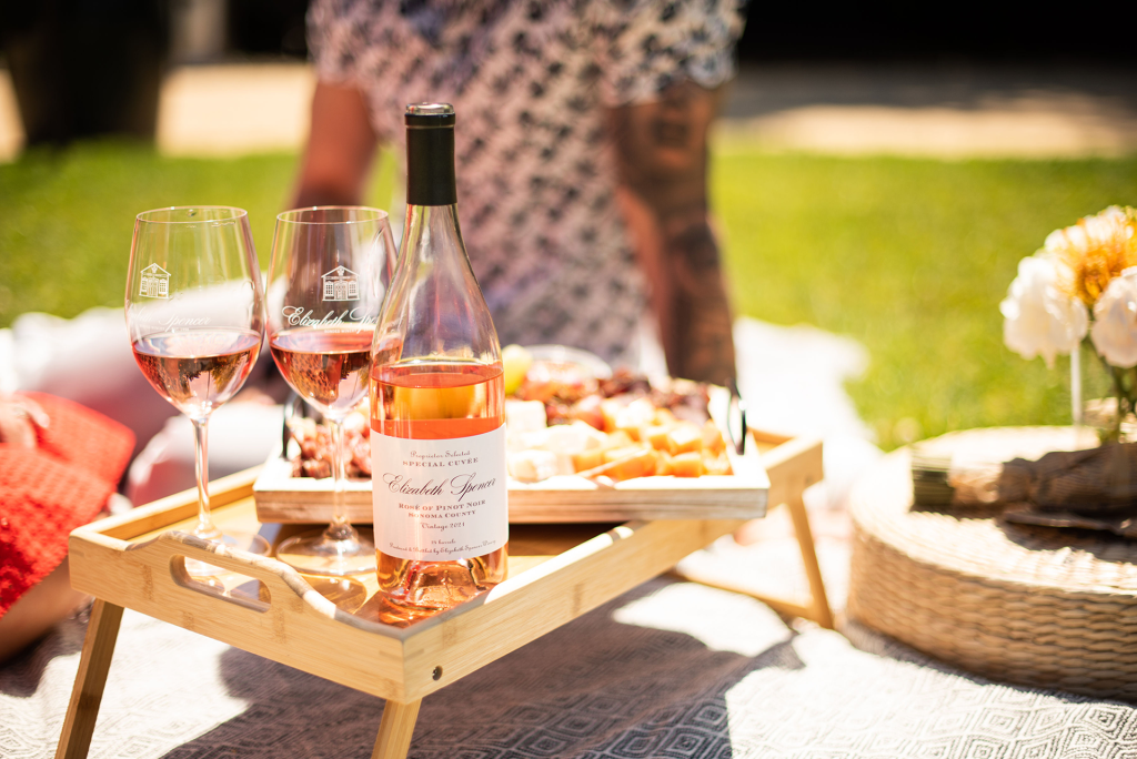Elizabeth Spencer Rose Wine at an Outdoor Picnic