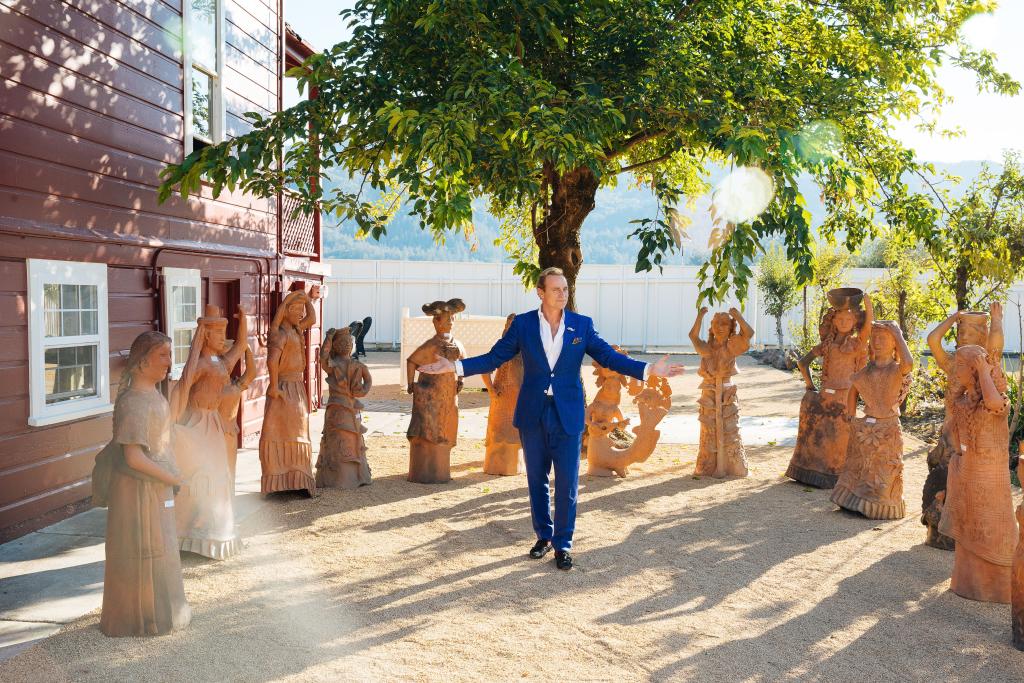 Jean-Charles Boisset with Clay Garden Art at Elizabeth Spencer in Rutherford